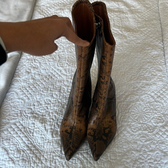 Franco Sarto Brown Snakeskin Pattern Women Boots - Picture 3 of 11